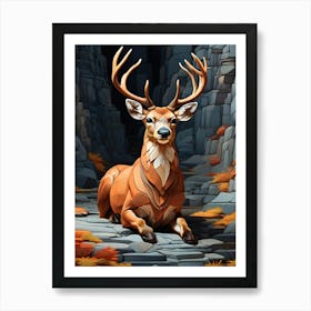 Deer In The Forest mozaik Art Print