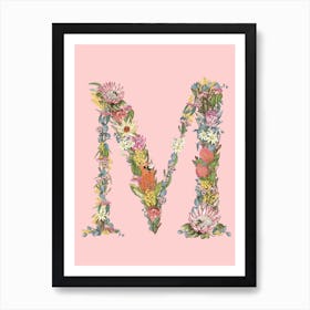 M Pink Alphabet Letter Art Print