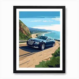 A Chrysler 300 In The Pacific Coast Highway Car Illustration 1 Art Print