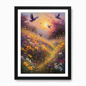 Birds In The Meadow Art Print