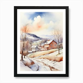 Watercolor Winter Landscape 4 Art Print