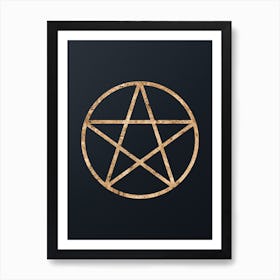 Abstract Geometric Gold Glyph on Dark Teal n.0074 Art Print