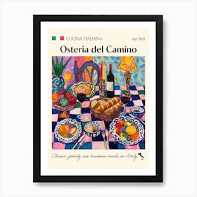 Osteria Del Camino Trattoria Italian Poster Food Kitchen Art Print