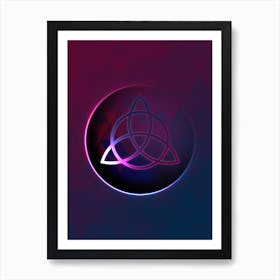 Geometric Neon Glyph on Jewel Tone Triangle Pattern 184 Art Print