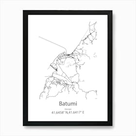 Batumi,Georgia Minimalist Map Art Print