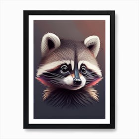 Common Raccoon Cute Digital Portrait Art Print