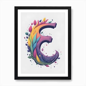 Colorful Letter E Illustration 49 Art Print