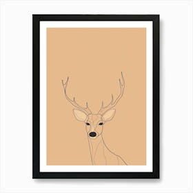 Deer Drawing - Boho, Line Art 1 Art Print