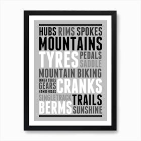 Mountain Bikes Thoughts Cycling Print | MTB Print | Bike Prints Art Print