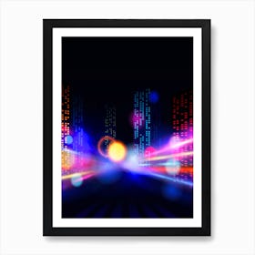 Abstract City Lights - synthwave neon poster Art Print