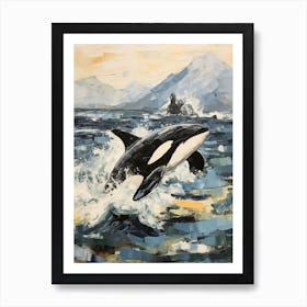 Moody Geometric Impasto Of Orca Whale Art Print