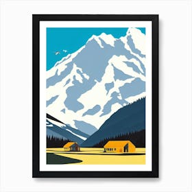 Kicking Horse, Canada Midcentury Vintage Skiing Poster Art Print