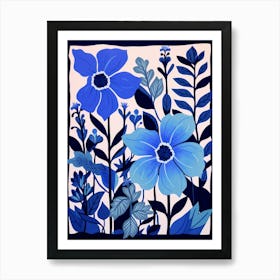 Blue Flower Illustration Delphinium 4 Art Print