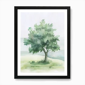 Olive Tree Atmospheric Watercolour Painting 2 Art Print