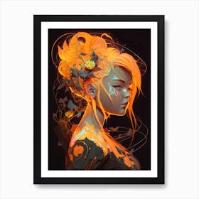 Yellow Flower Lady Art Print