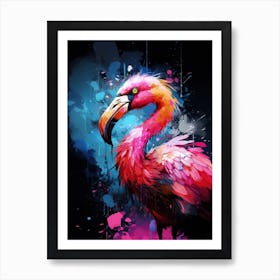 Flamingo splashed color art Art Print