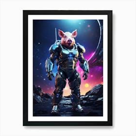 Pig In Cyborg Body #4 Art Print