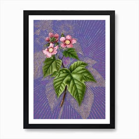 Vintage Purple Flowered Raspberry Botanical Illustration on Veri Peri n.0940 Art Print