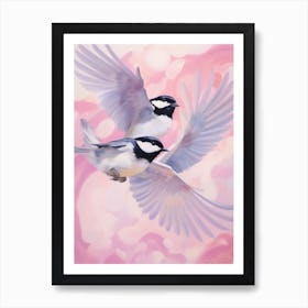 Pink Ethereal Bird Painting Carolina Chickadee 4 Art Print