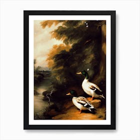 Ducks By The River Wall Art Above Tv Art Print