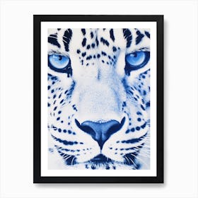 Snow Leopard With Blue Eyes Art Print