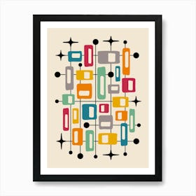 Mid Century Modern Atomic Abstract Art Print