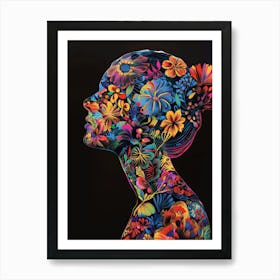 Flower Portrait Of A Woman Art Print