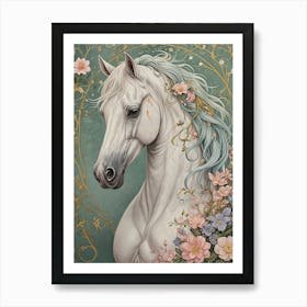 White Beauty With Flowers Art Print