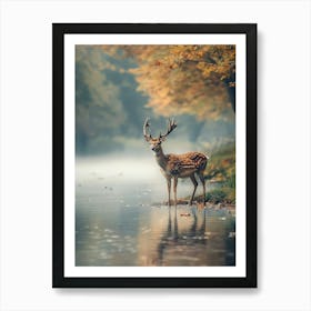 Deer In The Forest. Generated AI. Art Print Art Print