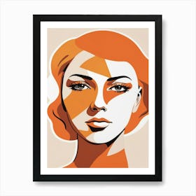 matisse woman portriat in orange watercolour 2 Art Print