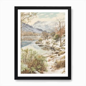 Vintage Winter Illustration Lake District United Kingdom 1 Art Print