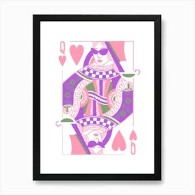 Queen Of Hearts Playing Card Maximalist Pink Print Lucky You Dopamine Decor Art Print