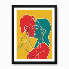 Kissing Couple Style Abstract Art Print