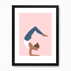Scorpion yoga pose in pink Art Print