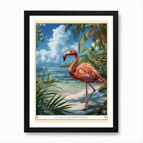 Greater Flamingo Ria Celestun Biosphere Reserve Tropical Illustration 1 Poster Art Print