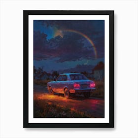 Rainbow Over A Car Art Print