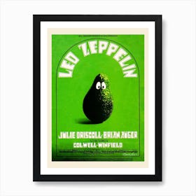 Avocat Led Zeppelin affiche verte rétro pour salon