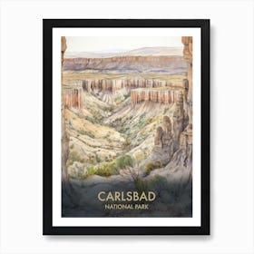 Carlsbad National Park Watercolour Vintage Travel Poster 4 Art Print