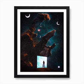 Gate To Another Universe and the three moons Art Print