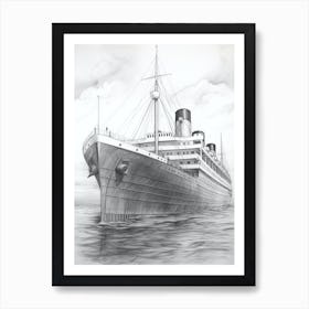 Titanic Ship Charcoal 3 Art Print