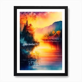 The Plitvice Lakes Watercolour Art Print