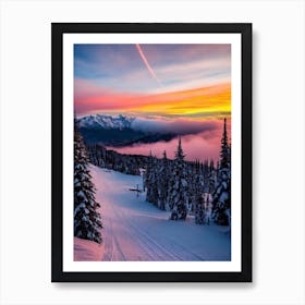 Les Arcs, France Sunrise Skiing Poster Art Print