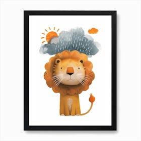 African Lion Facing A Storm Clipart 1 Art Print