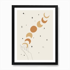 Hands Celestial Moon Phases Light Art Print