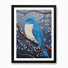 Ohara Koson Inspired Bird Painting Eastern Bluebird 2 Art Print