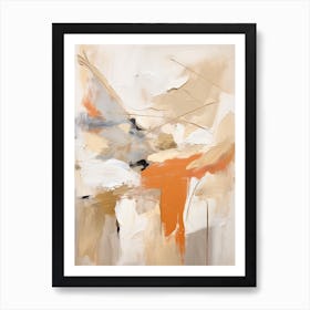 Neutral With Orange Autumn Abstract Painting Art Print