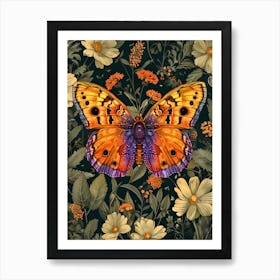 Butterfly In The Garden Inspired By William Morris 3 Art Print