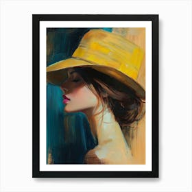 A Painting Depicting A Woman Wearing An Elegant Hat, Capturing Her Grace And Style Art Print