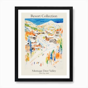 Poster Of Montage Deer Valley   Park City, Utah   Resort Collection Storybook Illustration 4 Art Print
