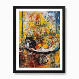 Bouvardia With A Cat 1 Abstract Expressionism  Art Print